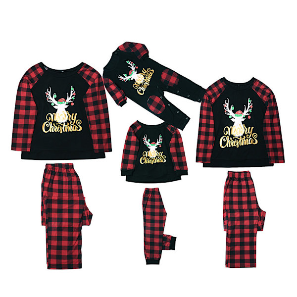 atchande set för familj julpyjamas Mom M