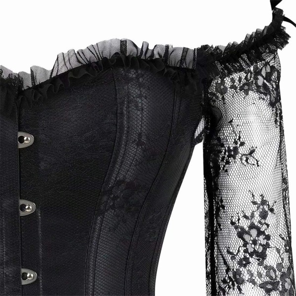 Korsetit naisille Overbust Bustier Top Gothic Sexy Shoulder 8127black 3XL
