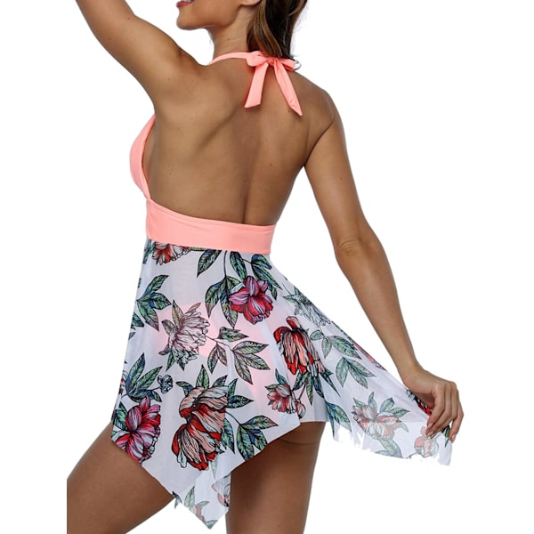 Tvådelad baddräkt för damer Bikini Tankini Set Badkläder Badklänning Orange,M