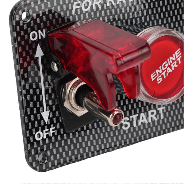 12V 40A Tændingskontaktpanel Kit med Motor Startknap Kulfiber Stil Universal til Racerbil