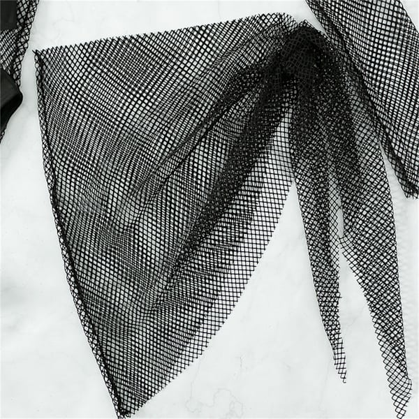 4 stk/sæt Badedragt til kvinder Linned BH String Plisseret nederdel Udhulet Badedragter Halterneck String Badetøj Black M