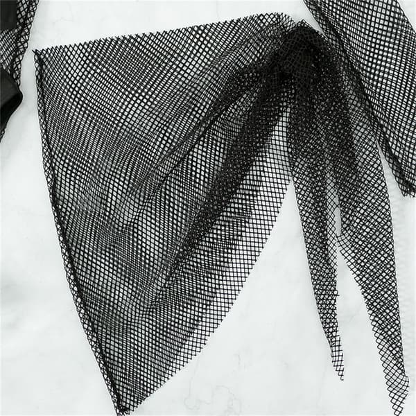 4 stk/sett Badedrakt for kvinner Linnen BH String Plissert skjørt Uthult Badedrakter Halter String Badeklær Black M