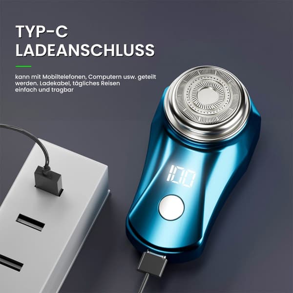 (Blå) Elektrisk barbermaskin USB Mini Barbermaskin for menn