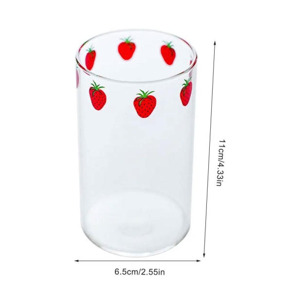 Ins Kawaii Strawberry Glasses Cup Kaffe Mjölk Vatten Glas Cups w B 301-400ml