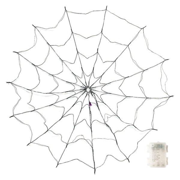 Halloween Lys Spider Web | Lilla Spiderweb Halloween indendørslys med 70 lysdioder | IP44 vandtæt udendørslys waterproof battery