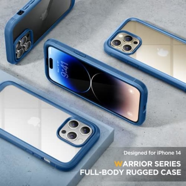 Miracase Glass Series Designad för iPhone 14 Pro Max Case 6,7 tum, [2023 Upgrade] Bumper Case med inbyggd 9H härdat glas Scr Capri Blue