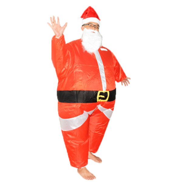 Jultomten rolig uppblåsbar kostym Xmas vuxen blåser upp klänning