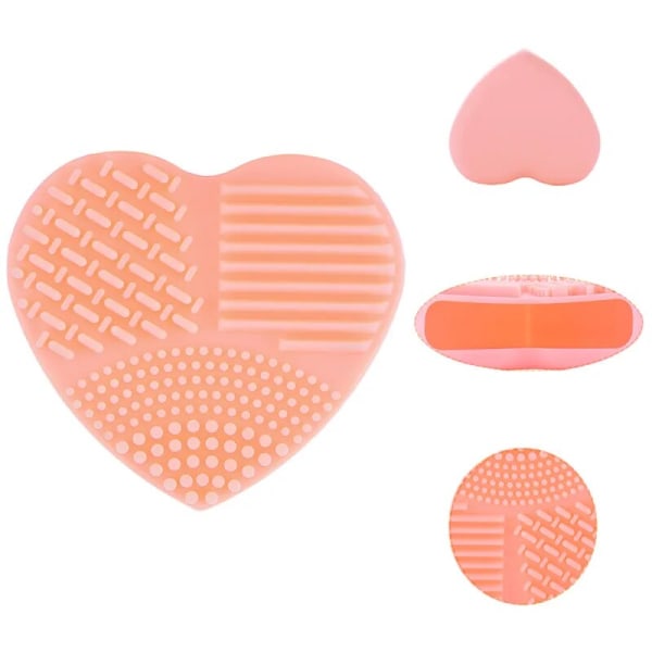 Heart Shape Silikonrengöring Sminkborstar Rengöringsverktyg pink