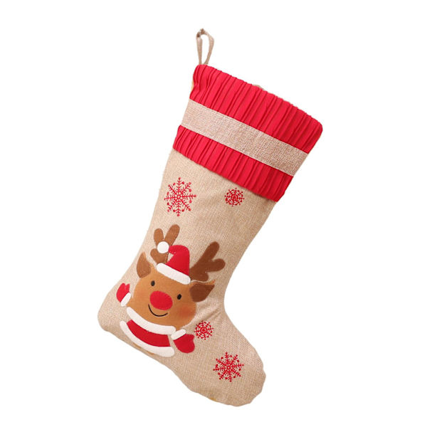 Julstrumpa mångsidig färgglad festlig butik Godis Stickad Print Elastiska tecknade strumpor Dekor Juldekoration B