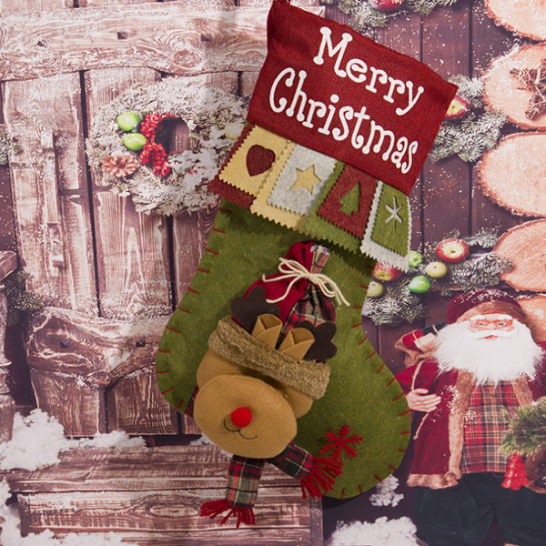 3st julstrumpor Xmas stora strumpor med tomten,