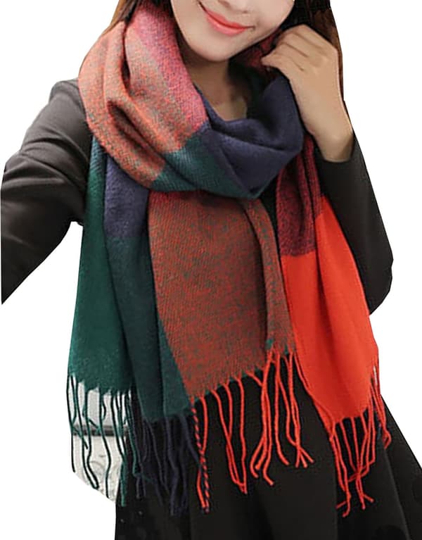 Dammode lång sjal Big Grid Winter Warm Lattice Large Scarf