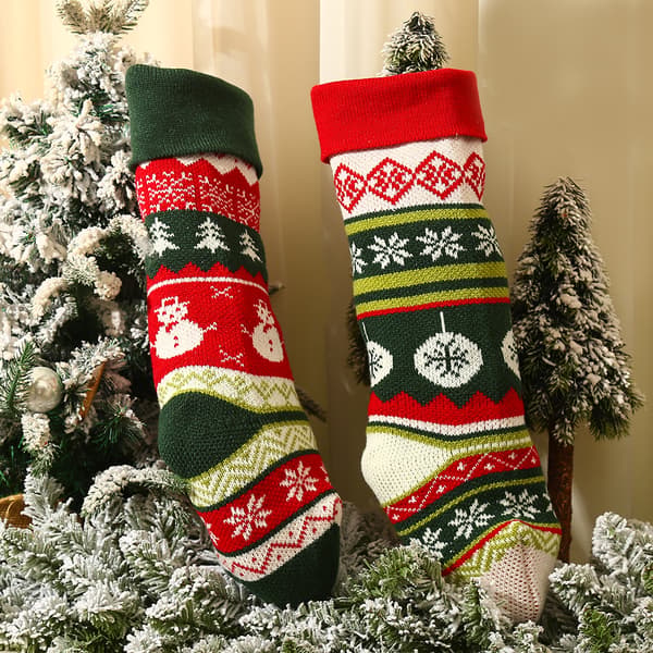 4 st stickad ull julstrumpor mantel dekoration cand
