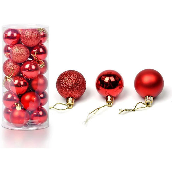 24 st julbollsprydnader Flerfärgade julgransdekorationskulor för julbröllopsdekoration, med hängande hål och kort linje, diame