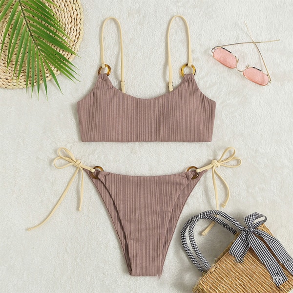 Bikin Baddräkt Dam Baddräkt Bandeau Push Up Micro Bikini Set Baddräkt Strandkläder Sommar Bikini Wine red L