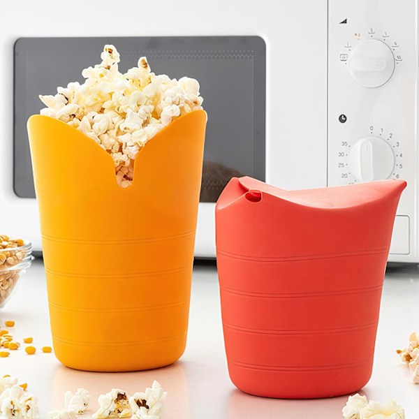 2x Sammenleggbare Popcornskåler til Mikrobølgeovn red