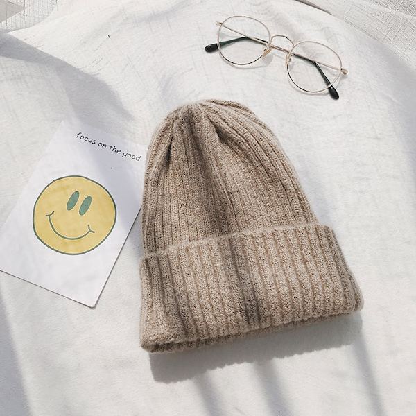Varm vinterstickad mössa för dam vinter herr höst och vinter ull Håll värmen Plysch tröja unisex Mohair khaki M 55-58cm