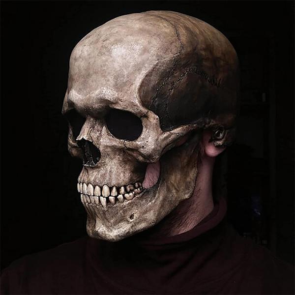 Halloween Voksen Latex Maske 3D Helhoved Skelet Maske Kranie light color