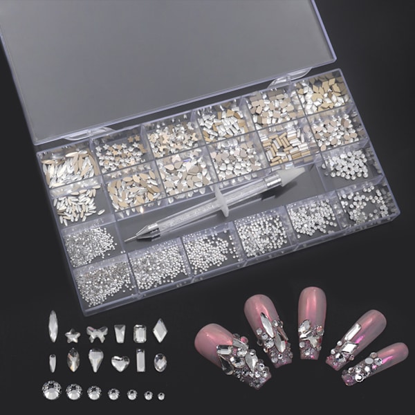 Uregelmæssige Rhinestones Flatback Negle Juveler 3D-dekorationer Diamantlignende sten Gems Sæt til Neglekunst DIY Flat Strass 7