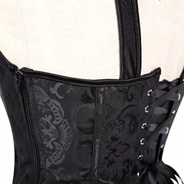 Korsetter for kvinner Overbust Bustier Topp Gotisk Sexy Skulder Black6806 XL