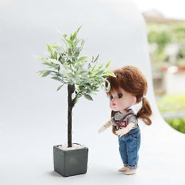 Mini Plant Miniature Potteplanter Bonsai Dekoration Egnet 1:6 1:8 1:12 Tilbehør, Sort