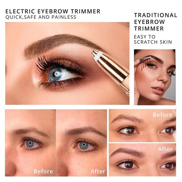 Kvinnor 4 i 1 ansiktshår Remove Razor Shaver Nose Eyebrow Trimmer Trichome