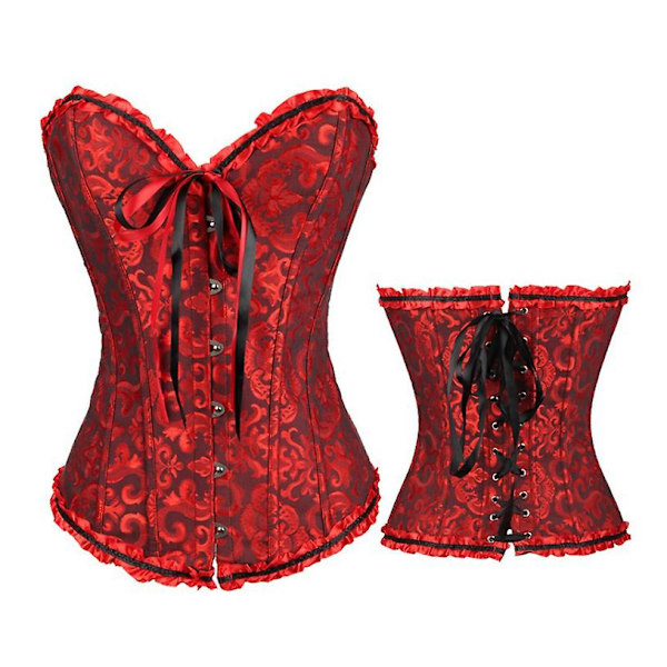 Jacquard vest shapewear, stropløs korset Black*Red XS
