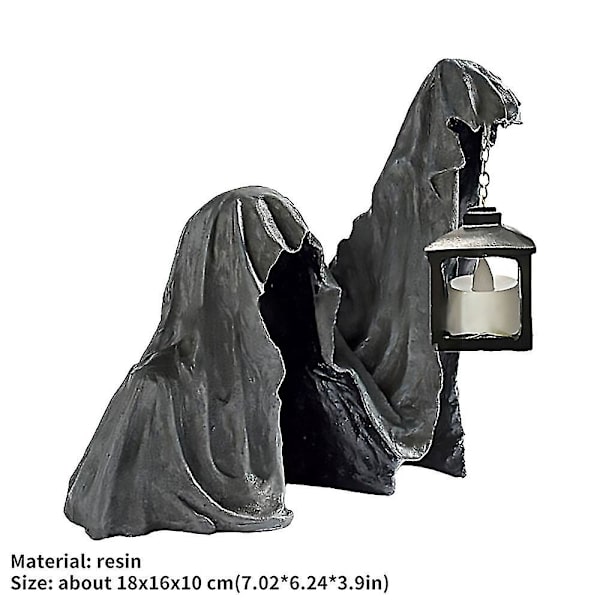 Sort Grim Reaper-statue Spændende kostume Nightcrawler Harpiks Skrivebordsfigurer Ornamenter Rædselsspøgelse Skulpturdekorationer