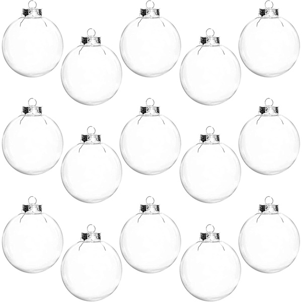15 st gör-det-självklara plastfyllbara bollar, 2,36 tums transparenta prydnadsföremål