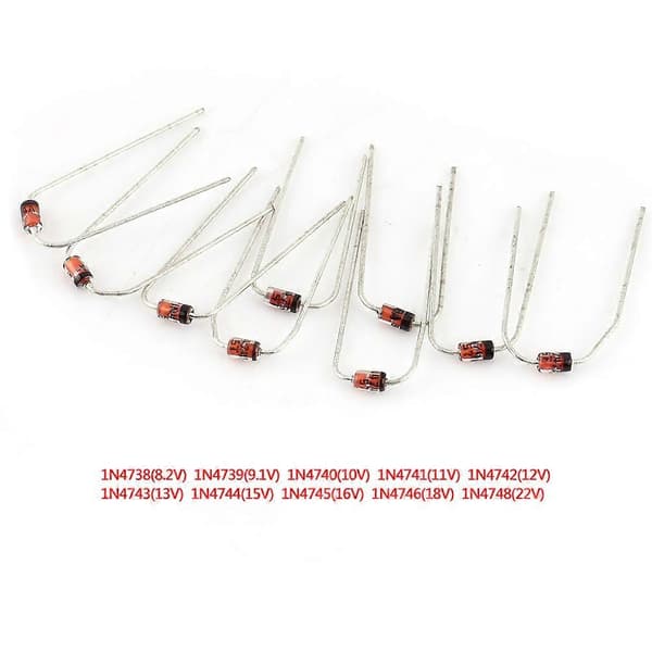 200 stk 10 verdier Zenerdiode-sortiment Elektronisk sett 1N4738~1N4748 med oppbevaringsboks