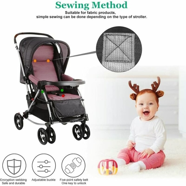 5-punkts säkerhetsbälte för barnstol Grå fempunktssele Barnvagnsbälte Baby Universal barnbarnstol Barnvagnssäkerhetsbälte，HANBING