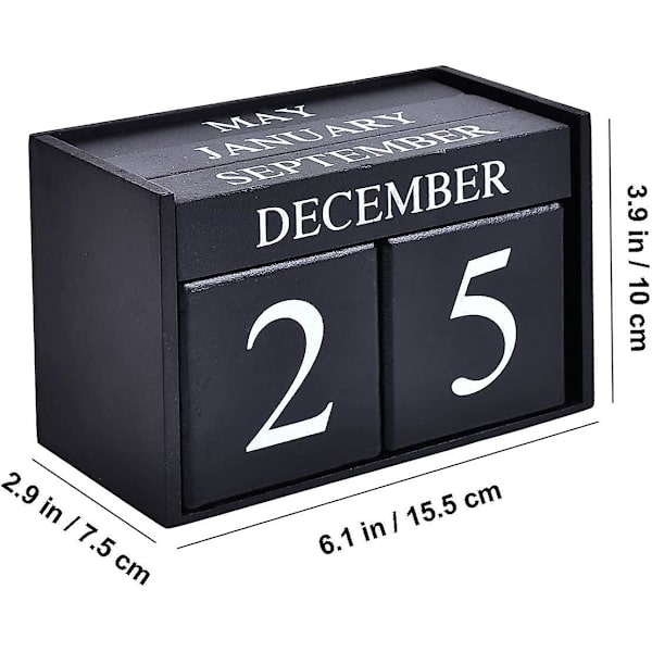 Träskrivbordsblock Kalender - Perpetual Block Month Date Dis