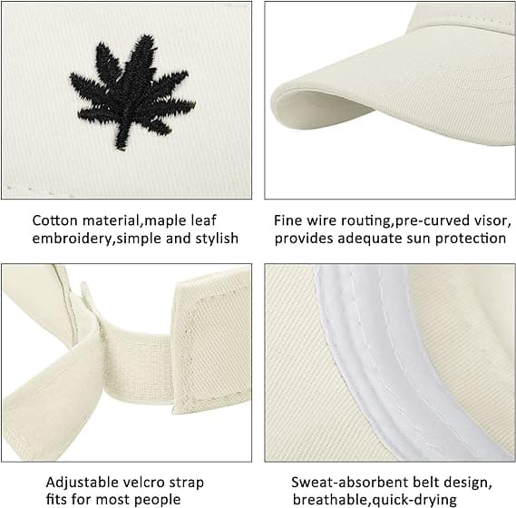 Solhatt för kvinnor, unisex- cap, broderad lönnlöv