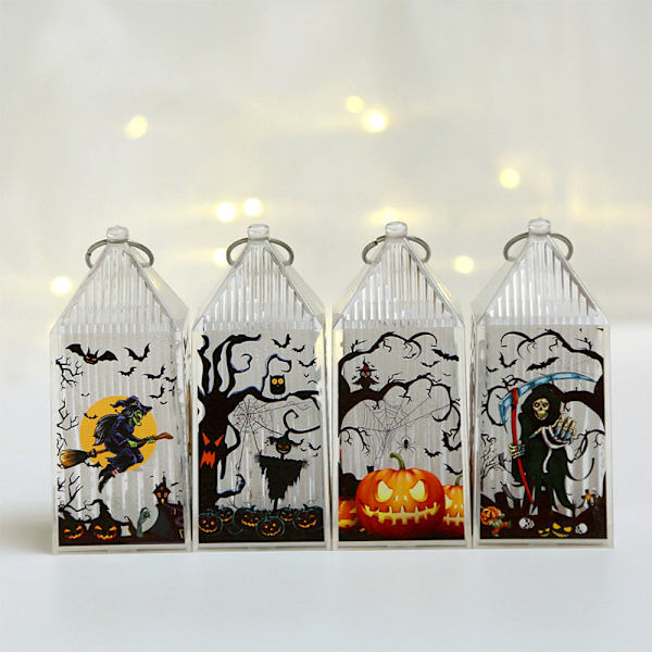 Halloween LED -lyhtyvalo, pieni retrotyylinen liekitön scarecrow