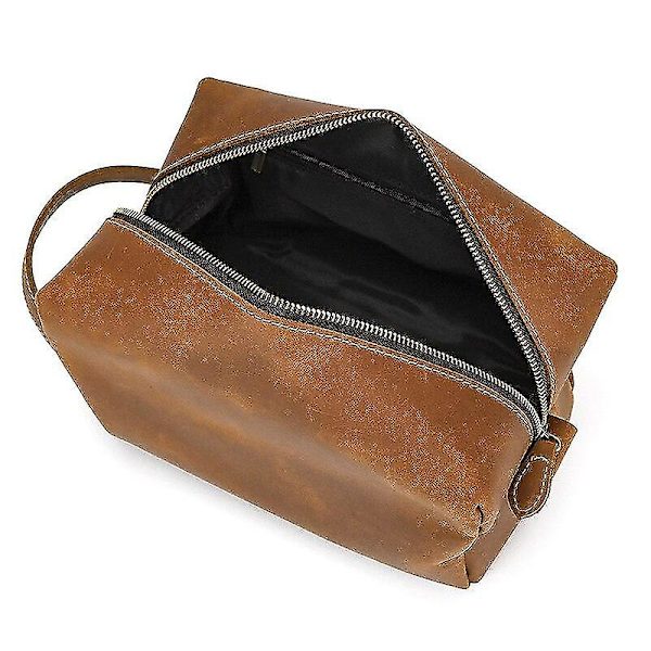 Toalettväskor i äkta läder Herr Tvätt Rakning Dopp Kit Kvinnor Resesminkning Kosmetiska påsfodral