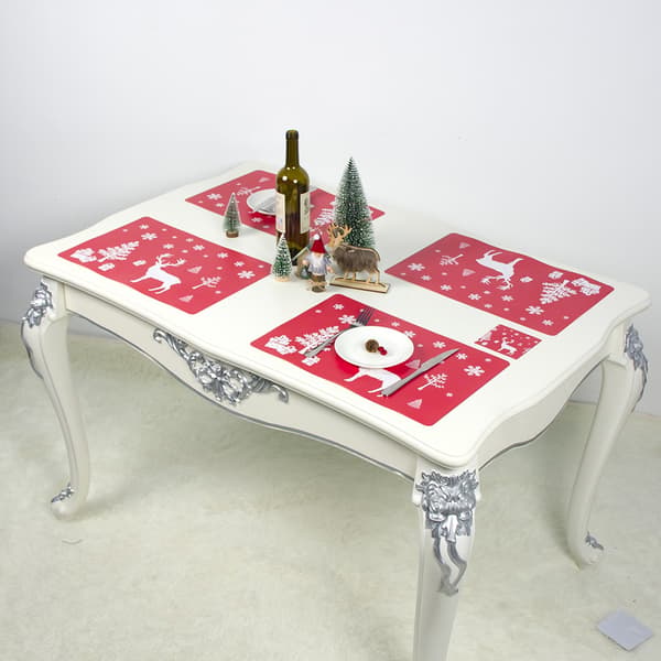 Julbordsunderlägg Set med 6 PVC bordstabletter för matbord red deer