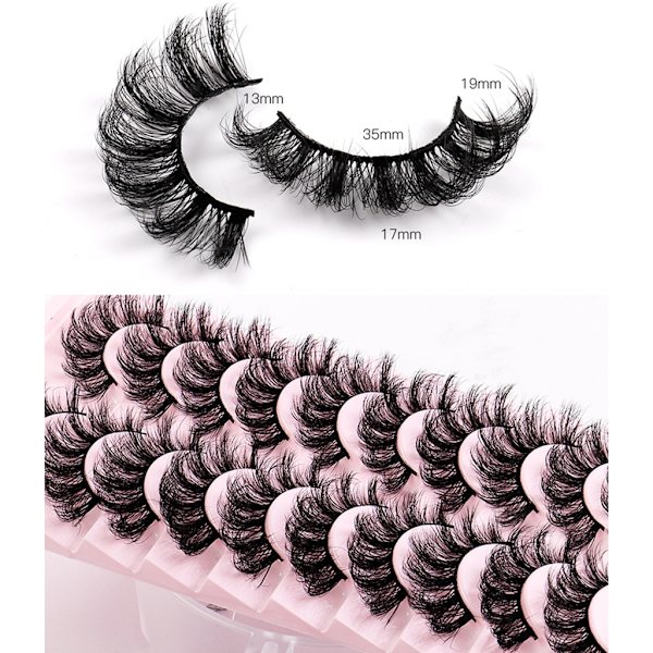 10 Par Mink Ögonfransar 3D Mink Fransar Tjocka Handgjorda Helremsa Fransar Grymhetsfria Mink Fransar Lösögonfransar Makeup B