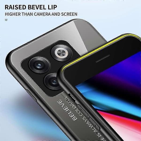 För OnePlus 10T 5G/Ace Pro 5G Härdat Glas Telefonfodral Hård PC Mjuk TPU Defender Baksida