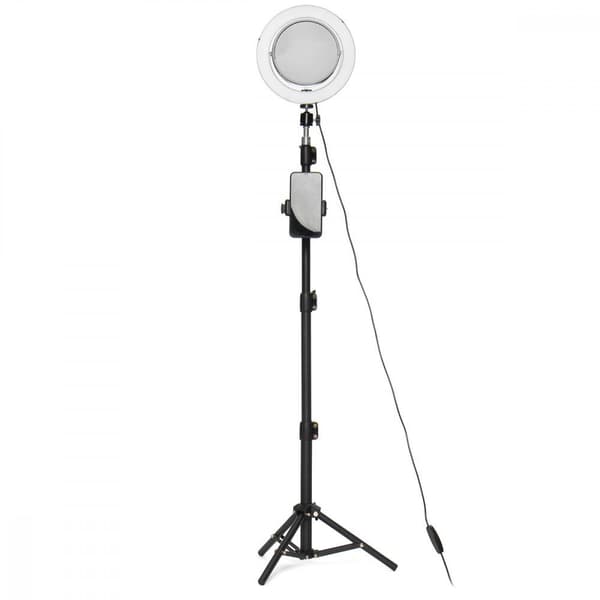 Ring Light Selfie Lampe LED med Speil + Fjernkontroll Stativ black