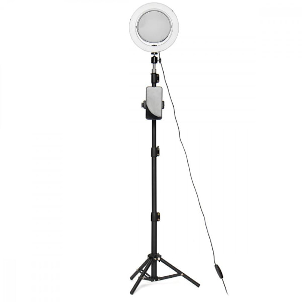 Ring Light Selfie Lampe LED med Spejl + Fjernbetjening Stativ black