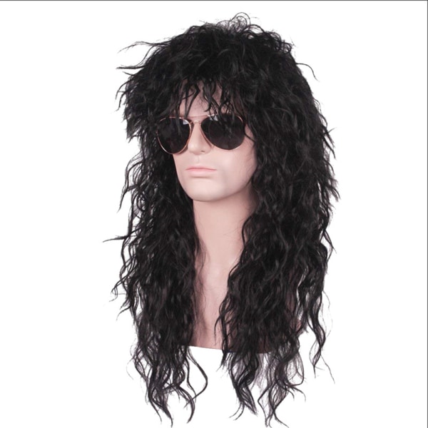 Herr Dam 70-tal 80-tal Rock Punk Peruk Långt lockigt hår Halloween peruker