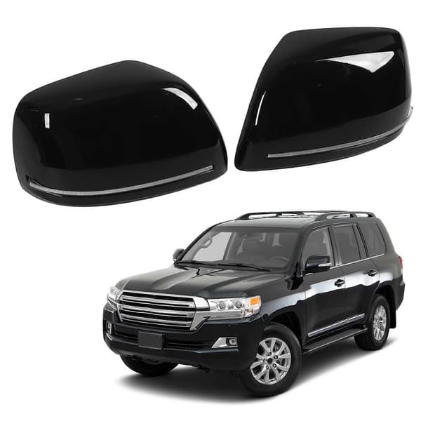 2 STK Bil Bakspejlsdæksel med LED Blinklys Erstatning for Land Cruiser 200 LC200 FJ200 2016-2019 Sort