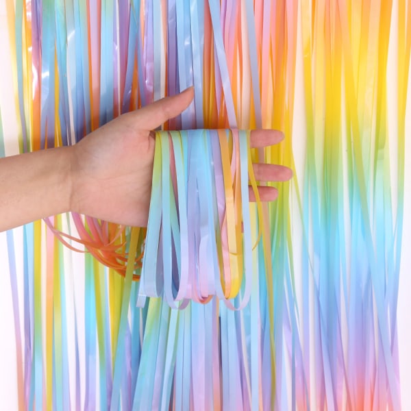 4-pack regnbågsfransgardin, bröllop, födelsedag, Vertical bar gradient 2m