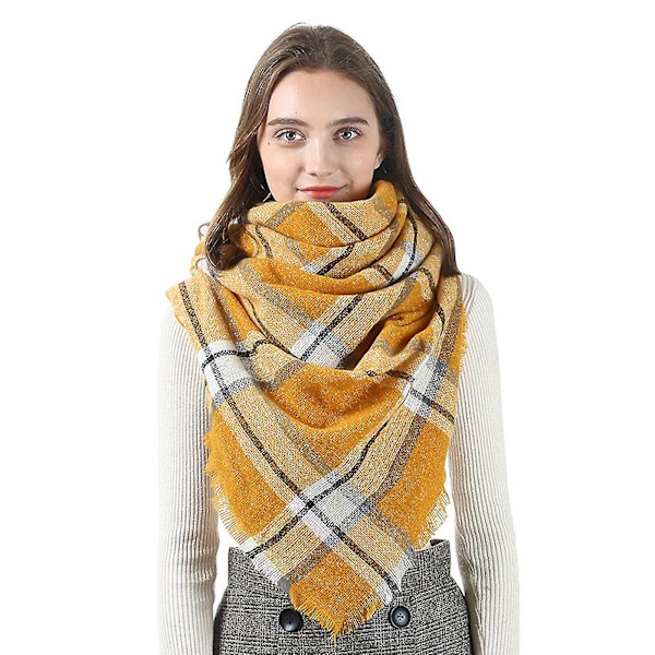 140*140 cm Kvinnor Cashmere Stripe Stor fyrkantig halsduk Sjal Tjocka Håll varm Scarf