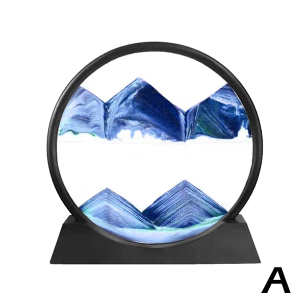 CZQIKEDA Moving Sand Art Picture Sandscapes, 3D Dynamic Round San blue One-size