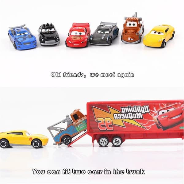 6 stk Biler 3 Lightning McQueen Jackson Storm Mack Onkel Lastbil Metal Bilmodel Legetøjspresente