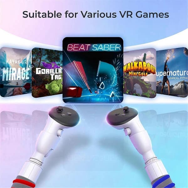 For 3 VR Golf Game Controller Håndtak Sklisikre Svampforlengelsesgrep Lange Staver VR Spilltilbehør – Hvit