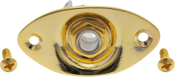 3 stk. 1/4\" oval guitarindgangsstik udgangsplade jackplate-fatning til Fender Strat Tele, guld, sølv, sort