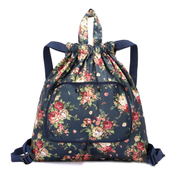 Multifunktionell hopfällbar bärbar shoppingväska, ryggsäck med dragsko för damer för camping utomhusaktivitet 1