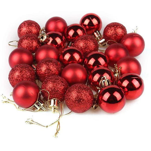 24 st julbollsprydnader Flerfärgade julgransdekorationskulor för julbröllopsdekoration, med hängande hål och kort linje, diame