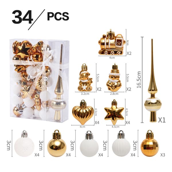 34 julgranskulor Set, plast platinum